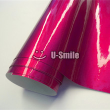 Best Quality Rose Red Glossy Metallic Wrap Film Decal Bubble Free For Car Wrapping 2024 - buy cheap