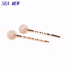 20 PCS 14mm Metal Copper Filigree Hollow Out Flower Hair pin Setting 6 Colors Plated Barrettes For Women Girl Jewelry 2024 - buy cheap
