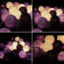 Bola de algodón púrpura hecha a mano, luces de Aladin, guirnaldas de luces LED para boda, decoración de habitación para el hogar, lámpara led 2024 - compra barato