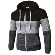 Men's Hoodies Tracksuit 2018 Autumn Winter Drawstring Pocket Patchwork Hooded Sweatshirt Long Sleeve Zip Coat Male Top 2024 - buy cheap
