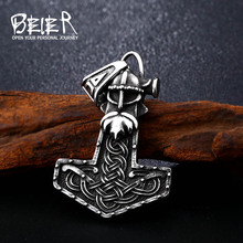 Beier 316L Stainless Steel Viking Hammer Necklace Pendant Iron Blood Soldier Glory Men's pendant Fashion Jewelry LLBP8-358P 2024 - buy cheap