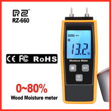 Rz medidor de umidade de madeira, testador digital de umidade de madeira betão 0% ~ 80%, dois pinos, tela lcd grande com luz de fundo rz660 2024 - compre barato