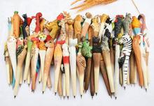 Креативная резная деревянная ручка в виде животного, шариковая ручка, канцелярские принадлежности, винтажная ручная роспись, подарки для школьной вечеринки 2024 - купить недорого