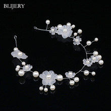 BLIJERY-Diadema de flores blancas para novia, accesorios para el cabello de novia, tocado de dama de honor, joyería para el cabello 2024 - compra barato