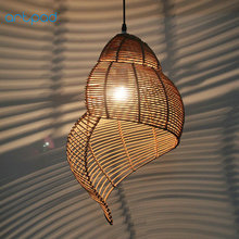 Artpad Southeast Asia Creative Bamboo Pendant Lamp Sea Snail Shape E27 Wicker Lamp Shades LED Lights for Study Parlor Fixtures 2024 - buy cheap