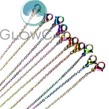 2Pcs Stainless Link Chains Rainbow Black Tone Women Chain Necklaces For Unisex Gift Pendant Jewelry Making 18'' 20'' 24'' 28'' 2024 - buy cheap