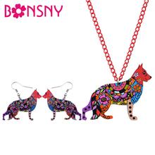 Bonsny Acrylic Jewelry Sets German Shepherd Dog Necklace Earrings Choker Collar Fashion Pendant For Women Girl Accessories NE+EA 2024 - buy cheap