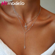 Fashion Bohemian Gold Color Cross Necklace For Women Vintage Multi-layer Chain Pendant Necklaces Jewelry 2024 - buy cheap