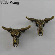 Julie Wang 6PCS Bull Head Alloy Antique Bronze Charms Connector Jewelry Making Pendants Necklace Accessory Handmade crafts 2024 - buy cheap