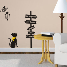 Мультяшная лампа, наклейки на стену для кошек, домашний декор, самоклеющиеся настенные наклейки для гостиной, художественная роспись 2024 - купить недорого