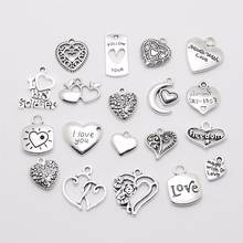 Mix 50pcs Vintage Heart Charms Metal Jewelry Findings fit DIY bracelet necklace pendant jewelry making 2024 - buy cheap