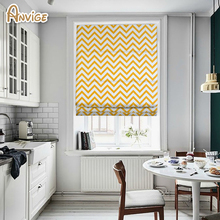 Anvige Modern Yellow Wave Printed Roman Shade Rollor Blind Window Curtains For Living Room 2024 - buy cheap