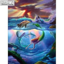 Mermaid Diamond Painting Cross Stitch 5D DIY Diamond Embroidery Animals Full Drill Mosaic Decoration Home Gifts BK 2024 - buy cheap