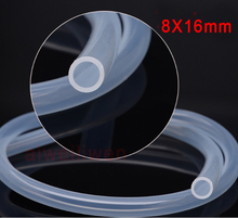 Manguera de Tubo de goma de silicona transparente de 8mm ID 16mm OD 8x16, tubo flexible médico de grado alimenticio, 8x16mm, goma de silicona 2024 - compra barato