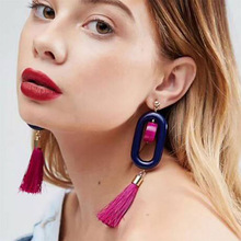 JERPVTE Hot Brand Bohemian Wedding Fringed Long Earrings Fashion Statement Geometric Resin Drop Dangle Earrings 2024 - buy cheap