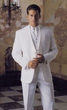 Custom Made New Style Groom Tuxedo Groomsmen White Wedding/Dinner/Evening Suits Best Man Bridegroom (Jacket+Pants+Tie+Vest) B85 2024 - buy cheap