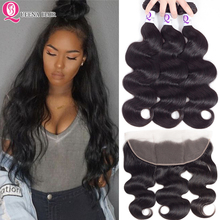 Raw Indian Bundles With Frontal Closure Body Wave Bundles With Frontal Remy Human Hair Lace Frontal Closure With Bundles Deals 2024 - buy cheap