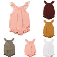 Хлопковый комбинезон с оборками для новорожденных девочек, летняя одежда для маленьких девочек, боди для девочек 2024 - купить недорого