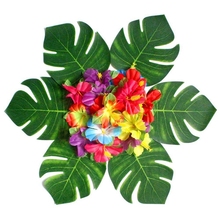 10pc/set Artificial Leaves Tropical Palm Tree Silk Green Fake Palm Leaf Flower Table Placemats Wedding Decoration Party Supplies 2024 - buy cheap