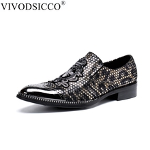Vivodscco-zapatos planos con punta de Metal para hombre, mocasines italianos, hechos a mano, sin cordones, bordados 2024 - compra barato