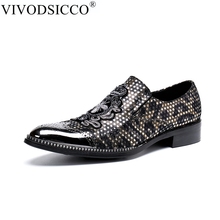 VIVODSICCO New Fashion Metal Toe Men Flats Dress Shoes Italian Mens Formal Shoe Handmade Loafers Casual Embroidery Slip on Shoes 2024 - buy cheap