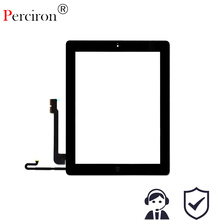 Tela de vidro para ipad3 4 touch screen, painel digitalizador de vidro frontal com botão + fita adesiva para preto e branco, 9.7 polegadas 2024 - compre barato