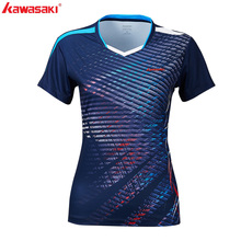 Женская спортивная футболка для игры в бадминтон Kawasaki, синяя дышащая футболка с v-образным вырезом для настольного тенниса, ST-S2121 2024 - купить недорого