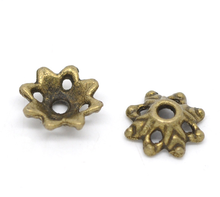 DoreenBeads-cuentas para hacer pendientes, tapas de cuentas de joyería, flor de Bronce Antiguo, Color claro (apto para cuentas de 14mm-15mm) 8mm x 3mm,150 Uds. 2024 - compra barato