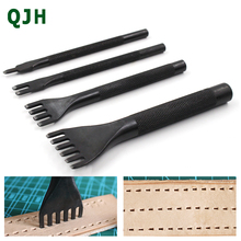 3mm Leather Craft Tools Hole Punches Flat Shape Punch Sewing Lacing Stitching Tool Hand-stitched  1/2/4/6 Prong Working Chisel 2024 - compre barato