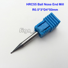 Free shipping-5pcs 4mm 2 Flutes Milling tools Milling cutter Ball nose End Mill CNC router bits hrc55 R0.5*3*D4*50 2024 - buy cheap