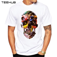 TEEHUB-Camiseta con estampado de calavera para hombre, camisa Hipster de manga corta con cuello redondo, diseño moderno, novedad de 2019 2024 - compra barato