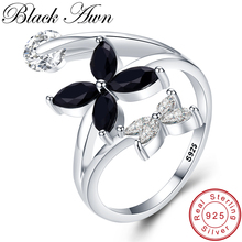[Awn] anel de prata esterlina 925 fofo, flor de zircônia, elegante, anéis de casamento para mulheres, anel de dedo de meninas g055 2024 - compre barato