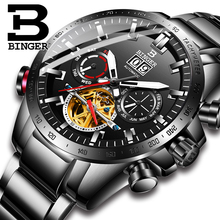 Genuine Luxury Switzerland BINGER Brand Men automatic mechanical Luminous waterproof cool full steel belt male fashion watch 2024 - buy cheap