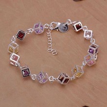 Free Shipping Wholesale silver bracelet, 925 fashion silver plated jewelry Colored Stone Bracelet /JEZXPLPD ACRFHPIY 2024 - buy cheap