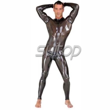 Suitop  transparent black latex catsuit with 2 way back zip 2024 - buy cheap