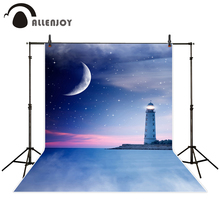 Allenjoy photography background Moon stars night lighthouse sea scenery backdrop for Photo studio new arrival camera fotografica 2024 - buy cheap