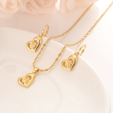 Gold Dubai India Bridal Jewelry Sets heart Earring pendant necklace Jewelry Sets for Women girls wedding Christmas kids gift 2024 - buy cheap