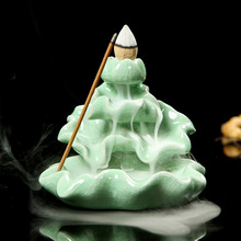 Backflow Incense Burner Home Decor Ice Crack Ceramic Stick Incense Holder Buddhist Aromatherapy Censer + 10Pcs Incense Cones 2024 - buy cheap