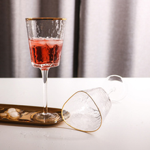 Tea Cup Glass Whiskey Mug Coffee Mug Canecas Gold Edge Crystal Glass Cup Creative Hammer Pattern Tool Drinking Wine Glass 1pcs 2024 - compre barato