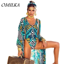 Omilka, conjunto de roupas femininas de verão, estampa de leopardo, sem costas, cardigan, 2 peças, sexy, azul, praia, boho, 2019 2024 - compre barato