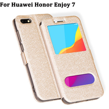 Чехол с открытым окошком для Huawei Honor Enjoy 7, чехол из искусственной кожи, чехлы для Honor Enjoy7 play, чехол с откидной крышкой, оболочка, задняя крышка 2024 - купить недорого
