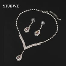 YFJEWE-Conjunto de joyería de cristal austriaco para mujer, conjunto de collar y pendientes de gota de agua, 3 colores, venta al por mayor, N163 2024 - compra barato