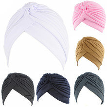 Bandana elástica e feminina, chapéu e turbante muçulmano, para quimioterapia, hijab com nó, chapéu adulto 2024 - compre barato