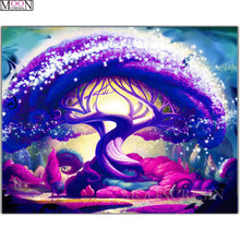 5D DIY Diamond Painting Cross Purple & Pink Tree 3D Diamond Embroidery Square Drill Diamond Mosaic Decoration Rhinestones Scenic 2024 - buy cheap