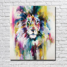 Pintura al óleo sobre lienzo para decoración del hogar, imágenes artísticas de pared para habitación, sin marco, animal abstracto, León, envío gratis 2024 - compra barato