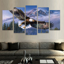 Modern Painting HD Printed Canvas Home Decoration 5 Panel Eagle Forest Mountain Landscape Posters Frame Office Wall Art Pictures 2024 - buy cheap