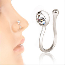 new arrival crystal nose rings studs for women non piercing heart fake nose rings septum body piercing fashion jewelry 2024 - buy cheap