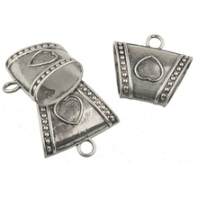Conectores de colgantes con forma de corazón curvo de plata antigua para mujer, accesorio para bufanda, componentes de joyería, 37x35mm, 5 uds. 2024 - compra barato