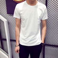 Футболка мужская приталенная с круглым вырезом, брендовая Повседневная рубашка с коротким рукавом, корейский стиль, 3XL 2024 - купить недорого