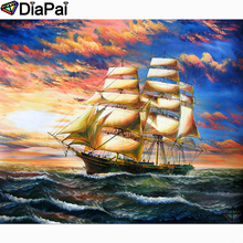 DIAPAI Diamond Painting 5D DIY 100% Full Square/Round Drill "Boat sunset scenery"Diamond Embroidery Cross Stitch 3D Decor A26577 2024 - buy cheap